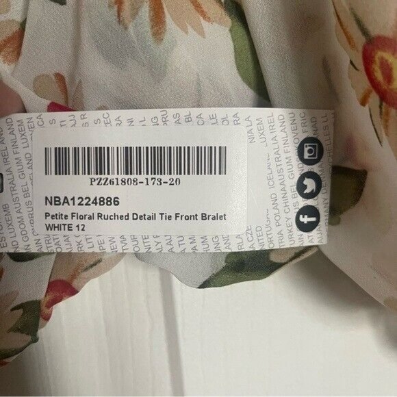 Boohoo Petite Floral Ruched Detail Tie Front Bralet, US 8 NEW! - Picture 3 of 6